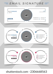 Email signature template design for any business. Professional corporate email signature vector template layout in minimal style.