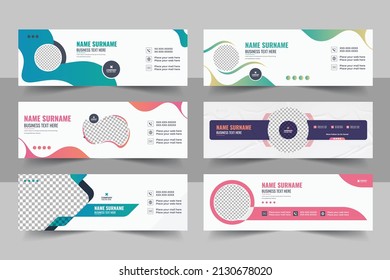 Paquete de diseño de plantillas de firmas de correo electrónico. Plantilla de banner vectorial de firma de correo electrónico comercial corporativo. Plantilla de firma de correo electrónico Descarga gratuita