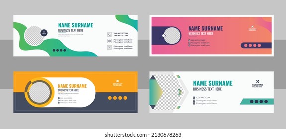 Email signature template design bundle. Corporate mail business email signature vector banner template. Email signature template design. Corporate mail business email signature vector banner