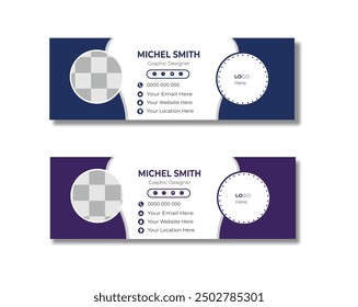Email signature template design bundle. Corporate mail business email signature vector banner template set