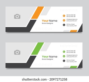 Email Signature Template Design For Corporate Business Company. Modern Email Signature Banner Design. Creative Email Signature Vector Template. Illustration Vector Of Email Signatures.  