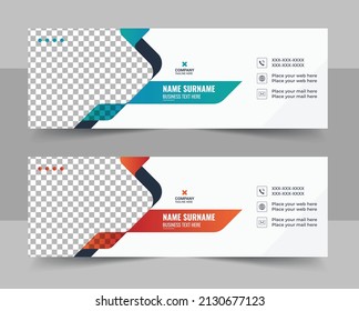 Email signature template design. Corporate mail business email signature vector banner template. Modern corporate email signature vector template