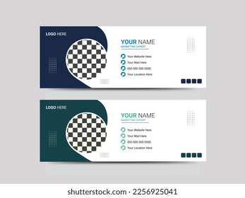 Email signature template design. Corporate mail, business email, signature vector banner design template.