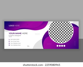 E-mail Signature Template Design, Curvy Shape Vector Email Footer, Corporate Business E-mail Signature Template