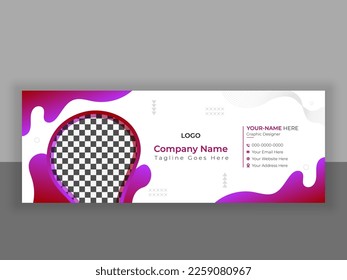E-mail Signature Template Design, Curvy Shape Vector Email Footer, Corporate Business E-mail Signature Template