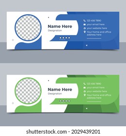 Email signature template design or email footer and personal social media cover with editable text