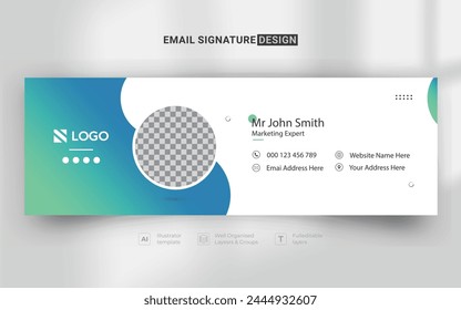 Email signature template design with gradient color. business e signature vector design. Corporate Modern Email Signature Design template. 