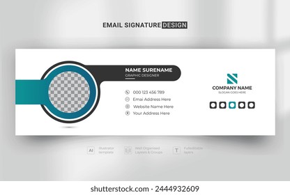 Email signature template design with gradient color. business e signature vector design. Corporate Modern Email Signature Design template. 
