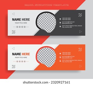 Email Signature Template design, Modern Business Email signature design templates vector with author photo place. Abstract Creative clean elegant Corporate Email signature, Premium mail profile.