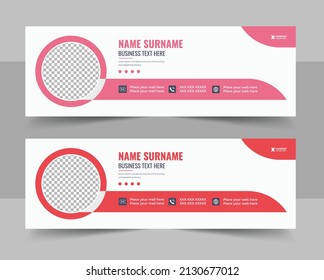 Diseño de plantilla de firma de correo electrónico. Ilustración Vectorial Del Diseño De Firma De Correo Electrónico Corporativo. Diseño Rojo Moderno.