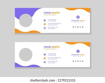 Email signature template or email footer and personal social media cover template design. Colorful business email signature