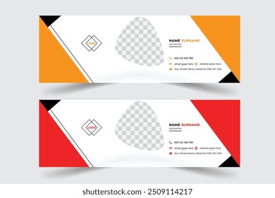  Email signature template or email footer and personal social media cover design. Business email signature with an author photo place modern and minimal layout. 