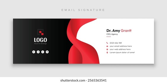 Email signature template or email footer and personal social media cover template design