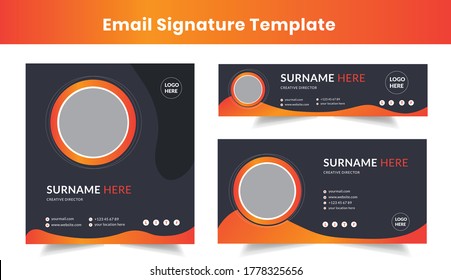 Email signature template. Office business visit cards for webmail user interface with place for your photo and text