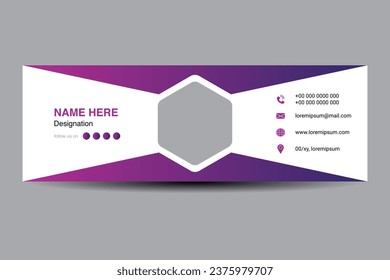 Email signature template. Purple color. Vector illustration