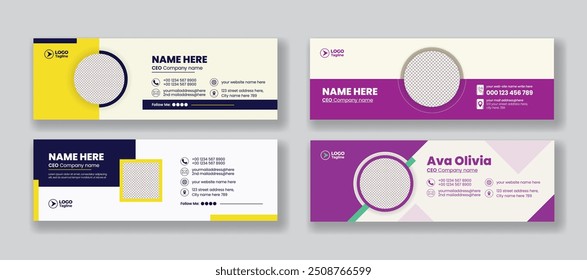 Email signature template set. Professional geometric business and corporate email signature for web banner ads or social media header, cover or footer design