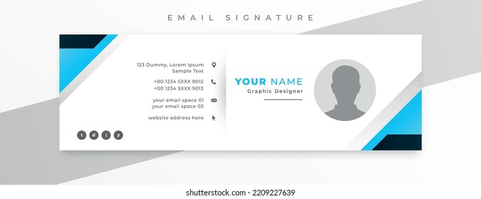  Email signature template vector illustration. Professional Email Signature template modern layout.