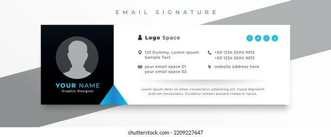  Email signature template vector illustration. Professional Email Signature template modern layout.