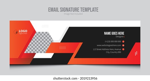 Email Signature Template Vector. Professional Geometric Business and Corporate Email Signature With An Author Photo Place.