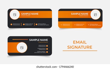 Email signature Vector Illustration Of Corporate Email Signature Design. Orange gradient color Modern Design