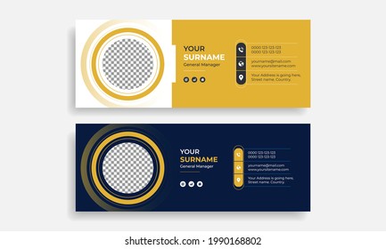 Email signature vector template design for corporate business or mail footer or personal social media banner 