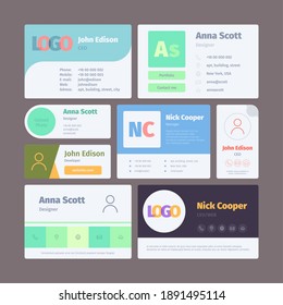 Email signature. Web ui template for emailing modern professional web garish vector set