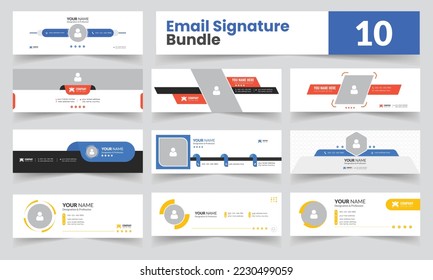 Email Signatures Bundle, 10 email signatures in 1 pack. email signature with photo, minimalist email signature template, footer template, signature banner template, Flat Mail template