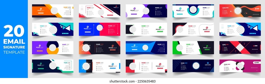 Email Signatures Bundle mega collection, email footer template set, Email signature and email footer or social media cover design template set with unique shape. mail Signatures set.