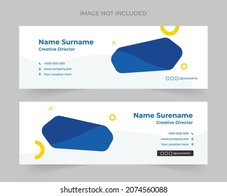 Email Signatures Design. Professional geometric business and corporate email signature with an author photo place. Modern and minimalist layout white background and green shape design