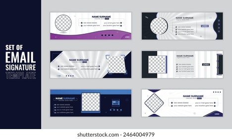 Colección de Paquete de Plantilla de firmas de correo electrónico, cubierta de redes sociales y conjunto de Plantilla de pie de página de correo electrónico, diseño de portada de redes sociales personales