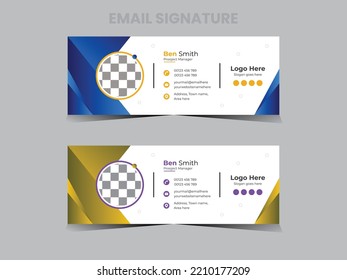 Email Signatures Vector Template Design.Modern and minimalist layout, red color combination, business, and personal email signature.