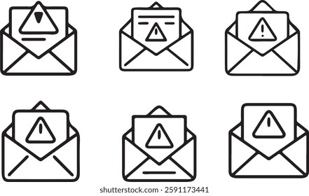 Email Silhouette Icon Set with Modern Design