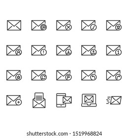 Email in simple outline icon set design