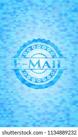 Email sky blue emblem with triangle mosaic background