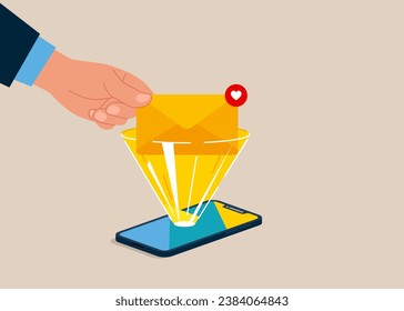 Email from smartphone screen. Innovative technologies and development concept. Flat vector illustration
