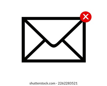 Correo electrónico, icono de SMS con notificación. Símbolo de estilo plano aislado del vector.