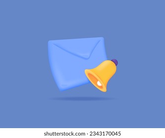 email or sms message notifications. incoming message notification. e-mail offers and promotions. letter envelopes and bells. technology, software or application. symbol or icon. minimalist 3d concept 
