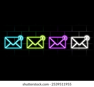Email social media icon in pink neon style..