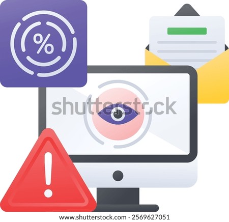 email spam checkers concept, Mail Server monitoring vector color icon design, Web hosting service Symbol, Computing machines Sign, Internet Application Management stock illustration