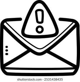 Ícone e ilustração de vetor de doodle de spam de e-mail
