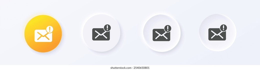 Email spam icon. Neumorphism round style button design vector
