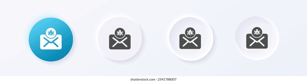 Icono de spam de correo electrónico. Neumorfismo Vector de diseño de Botón de estilo redondo