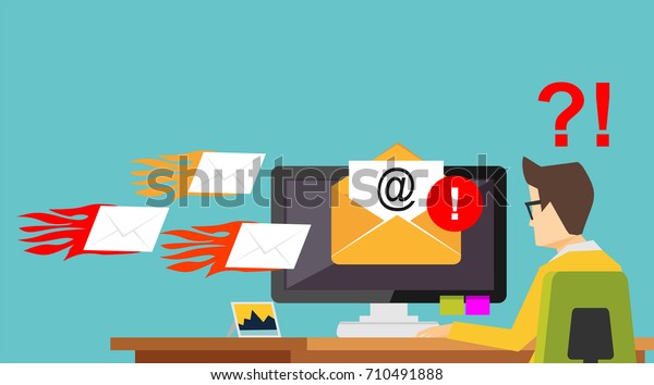 Email Spamming Attack. Spam email. Receive many emails concept.