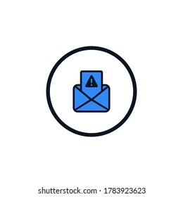 Icono de spam por correo electrónico, correo basura, icono de dirección de correo electrónico incorrecta