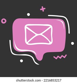 E-Mail-Sprechblase Symbol im Doodle-Stil. Konzept der sozialen Medien