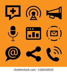 email, style, advertisement, envelope, radio and retro icon vector set. Flat vector design with filled icons. Designed for web and software interfaces