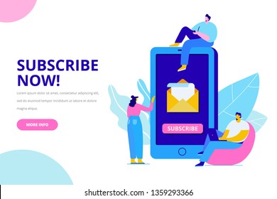 E-mail subscribe concept. Flat  vector illustration. 