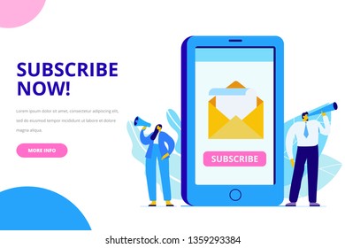 E-mail subscribe concept. Flat  vector illustration. 