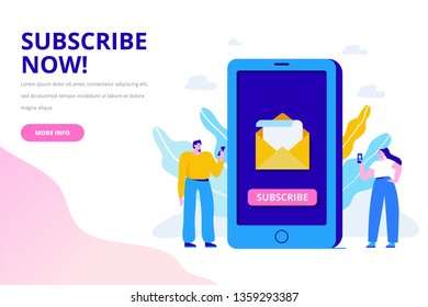 E-mail subscribe concept. Flat  vector illustration. 