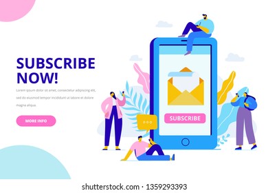 E-mail subscribe concept. Flat  vector illustration. 